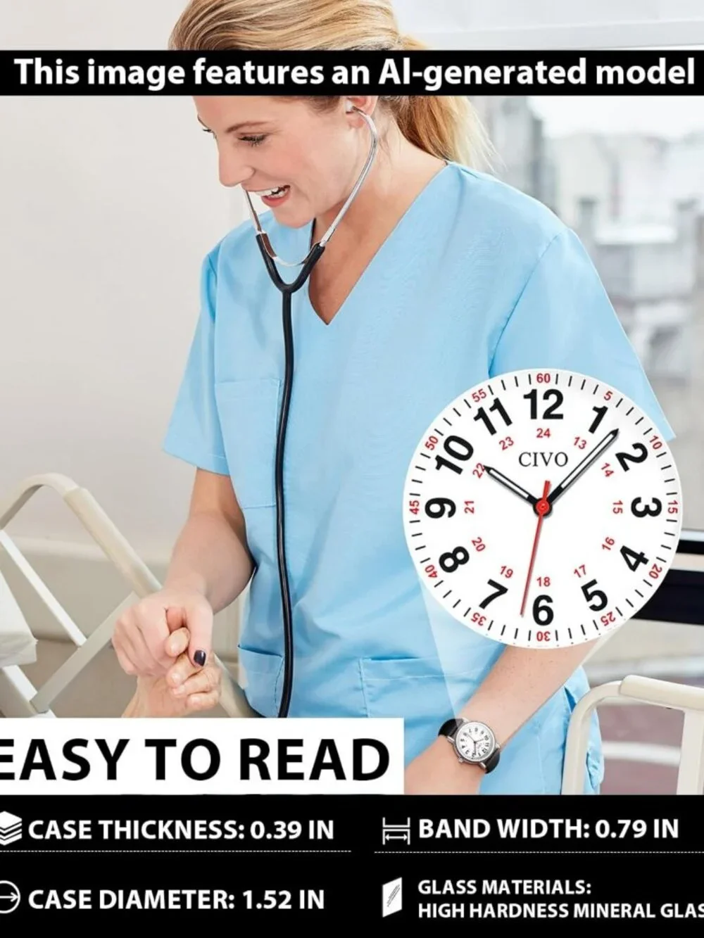 Stylish Analog Nurse Watch for Men & Women | Easy Read Dial, Perfect Gift